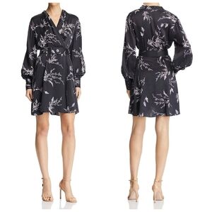 EQUIPMENT FEMME Womens Black Silk Long Sleeve V Neck Wear To Work Shirt Dress 10